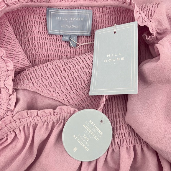 HILL HOUSE The Louisa Nap Dress Ballerina Pink Smocked Short Sleeve XXL NEW - Picture 2 of 5